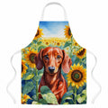 Dachshund in Sunflowers Apron Cooking Kitchen Server Baking Crafts Gardening for Adult Women Men, Unisex, Large, Multicolor