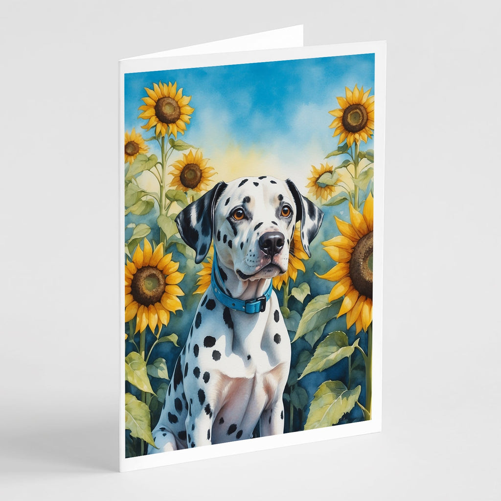 Dalmatian in Sunflowers Greeting Cards Pack of 8 Blank Cards with Envelopes Whimsical A7 Size 5x7
