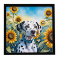 Dalmatian in Sunflowers Framed Metal Print Bathroom, Kitchen, Office, Home Decor Wall Art Ready to Hang, Square, 8X8