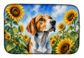 English Foxhound in Sunflowers Dish Drying Mat Absorbent Dish Drying Mat Pad for Kitchen Counter Dish Drainer Mat for Countertop, 14 x 21", Multicolor