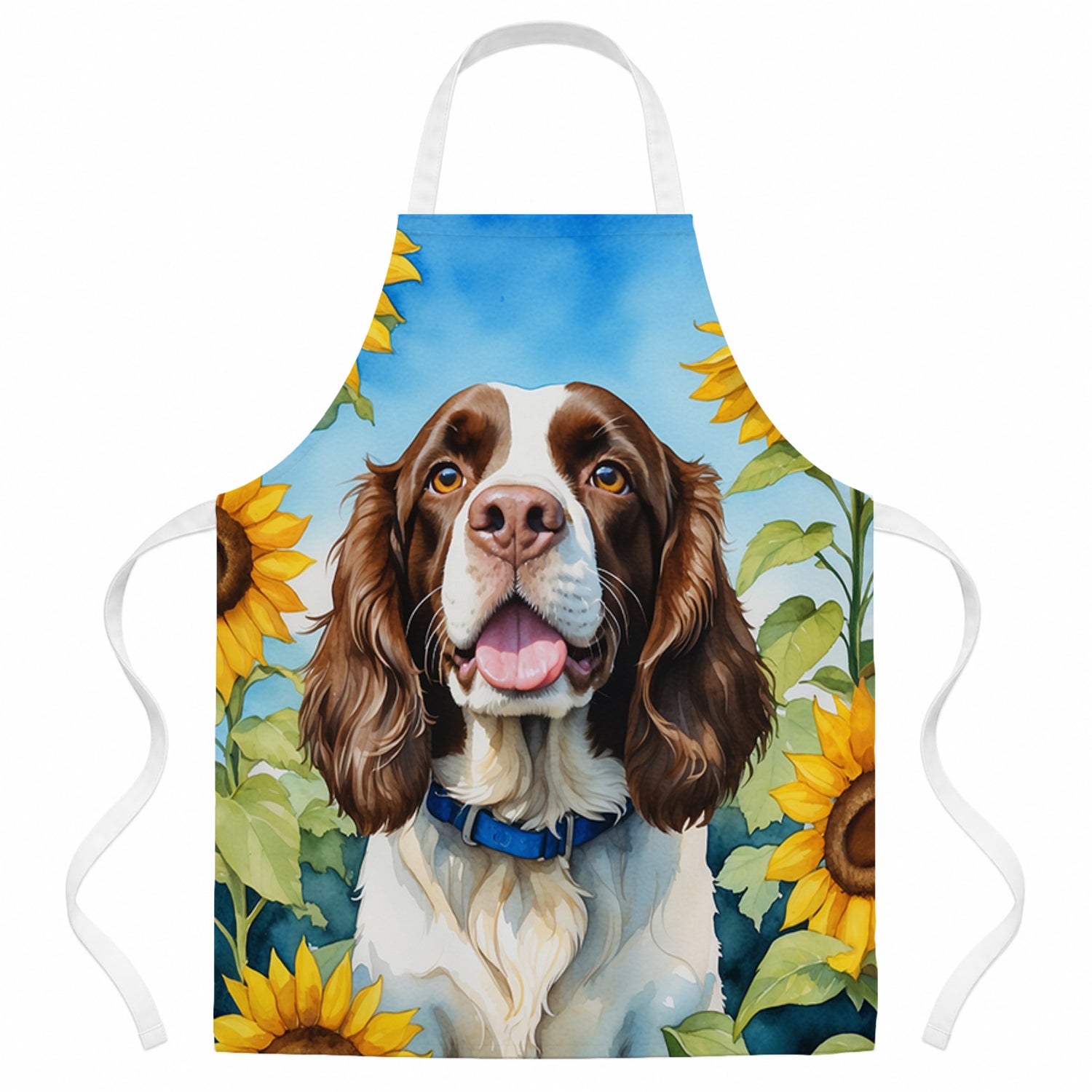 English Springer Spaniel in Sunflowers Apron Cooking Kitchen Server Baking Crafts Gardening for Adult Women Men, Unisex, Large, Multicolor