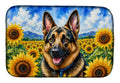 German Shepherd in Sunflowers Dish Drying Mat Absorbent Dish Drying Mat Pad for Kitchen Counter Dish Drainer Mat for Countertop, 14 x 21", Multicolor