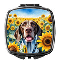 German Shorthaired Pointer in Sunflowers Compact Mirror Decorative Travel Makeup Mirror for Women Girls Gifts Pocket Makeup Mirror Folding Handheld