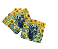Giant Schnauzer in Sunflowers Foam Coasters Set of 4 Cup Coasters for Indoor Outdoor, Tabletop Protection, Anti Slip, Mouse pad Material