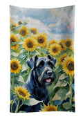 Giant Schnauzer in Sunflowers Kitchen Towel Velour Plush Front and Cotton Loop Back Machine Washable