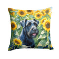 Giant Schnauzer in Sunflowers Decorative Throw Pillow 18x18 Indoor Outdoor Accent Cushion, Fabric Cover with Insert for Sofa, Bed, Porch & Living Room