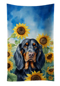 Gordon Setter in Sunflowers Kitchen Towel Velour Plush Front and Cotton Loop Back Machine Washable
