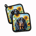 Gordon Setter in Sunflowers Pot Holder Set of 2 Heat Resistant Quilted Hot Pads 7.5 x 7.5 Inch, Insulated Kitchen Trivets for Cooking & Baking