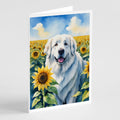 Great Pyrenees in Sunflowers Greeting Cards Pack of 8 Blank Cards with Envelopes Whimsical A7 Size 5x7