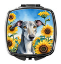 Greyhound in Sunflowers Compact Mirror Decorative Travel Makeup Mirror for Women Girls Gifts Pocket Makeup Mirror Folding Handheld