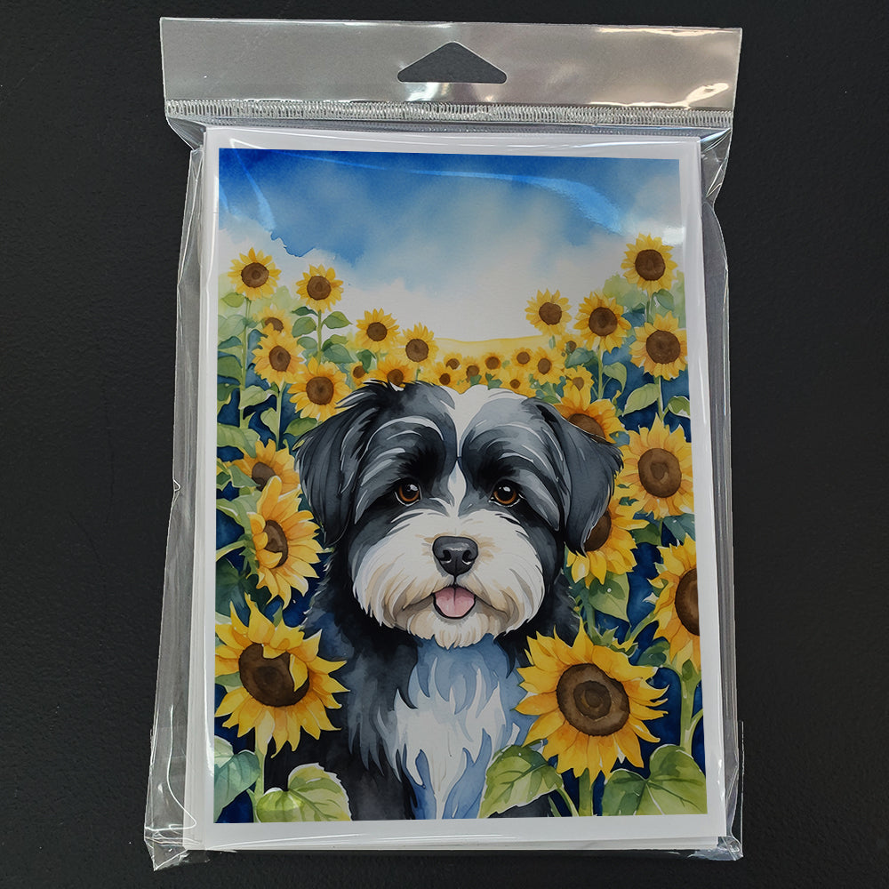 Havanese in Sunflowers Greeting Cards Pack of 8 Blank Cards with Envelopes Whimsical A7 Size 5x7