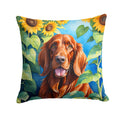 Irish Setter in Sunflowers Decorative Throw Pillow 18x18 Indoor Outdoor Accent Cushion, Fabric Cover with Insert for Sofa, Bed, Porch & Living Room