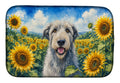 Irish Wolfhound in Sunflowers Dish Drying Mat Absorbent Dish Drying Mat Pad for Kitchen Counter Dish Drainer Mat for Countertop, 14 x 21", Multicolor