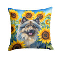 Keeshond in Sunflowers Decorative Throw Pillow 14x14 Indoor Outdoor Accent Cushion, Fabric Cover with Insert for Sofa, Bed, Porch & Living Room