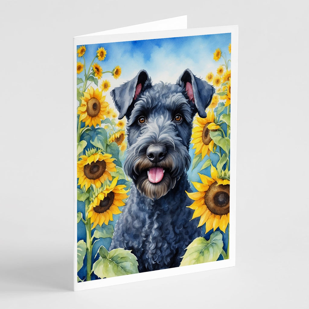 Kerry Blue Terrier in Sunflowers Greeting Cards Pack of 8 Blank Cards with Envelopes Whimsical A7 Size 5x7