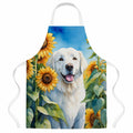 Kuvasz in Sunflowers Apron Cooking Kitchen Server Baking Crafts Gardening for Adult Women Men, Unisex, Large, Multicolor
