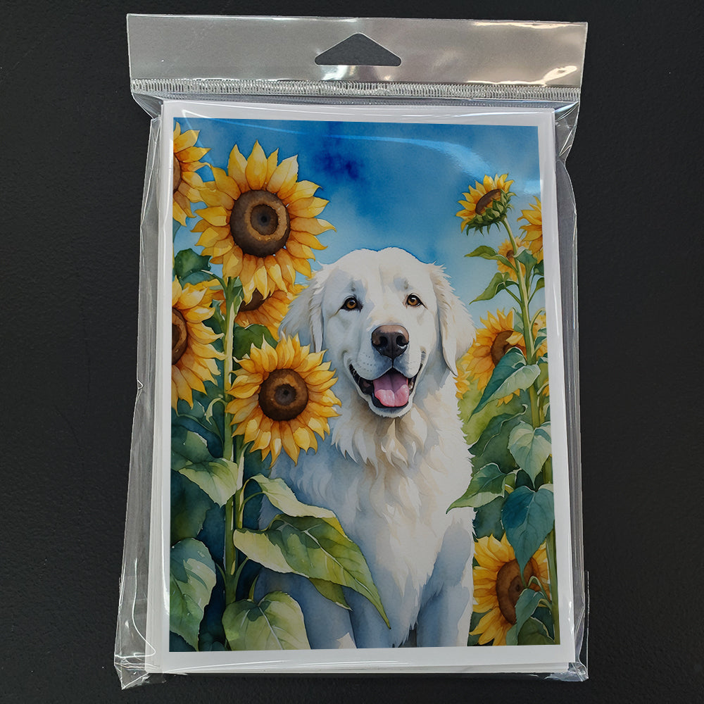 Kuvasz in Sunflowers Greeting Cards Pack of 8 Blank Cards with Envelopes Whimsical A7 Size 5x7