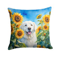 Kuvasz in Sunflowers Decorative Throw Pillow 14x14 Indoor Outdoor Accent Cushion, Fabric Cover with Insert for Sofa, Bed, Porch & Living Room