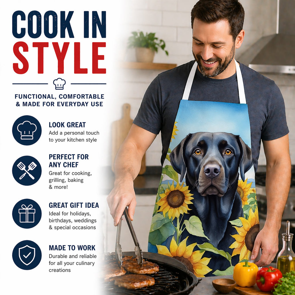 Labrador Retriever in Sunflowers Apron Cooking Kitchen Server Baking Crafts Gardening for Adult Women Men, Unisex, Large, Multicolor