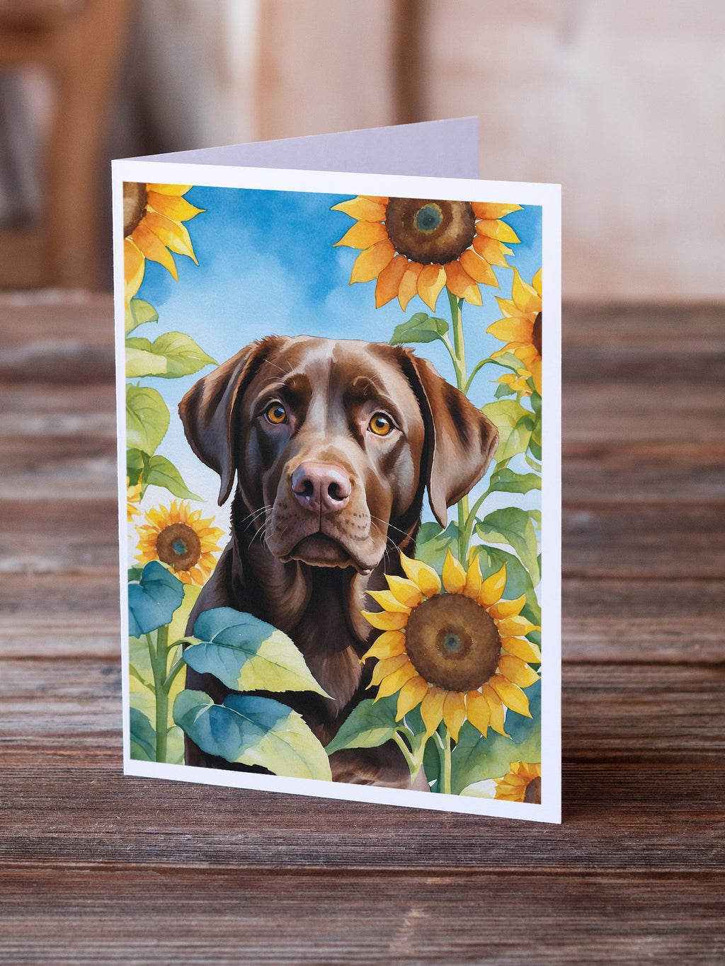 Labrador Retriever in Sunflowers Greeting Cards Pack of 8 Blank Cards with Envelopes Whimsical A7 Size 5x7
