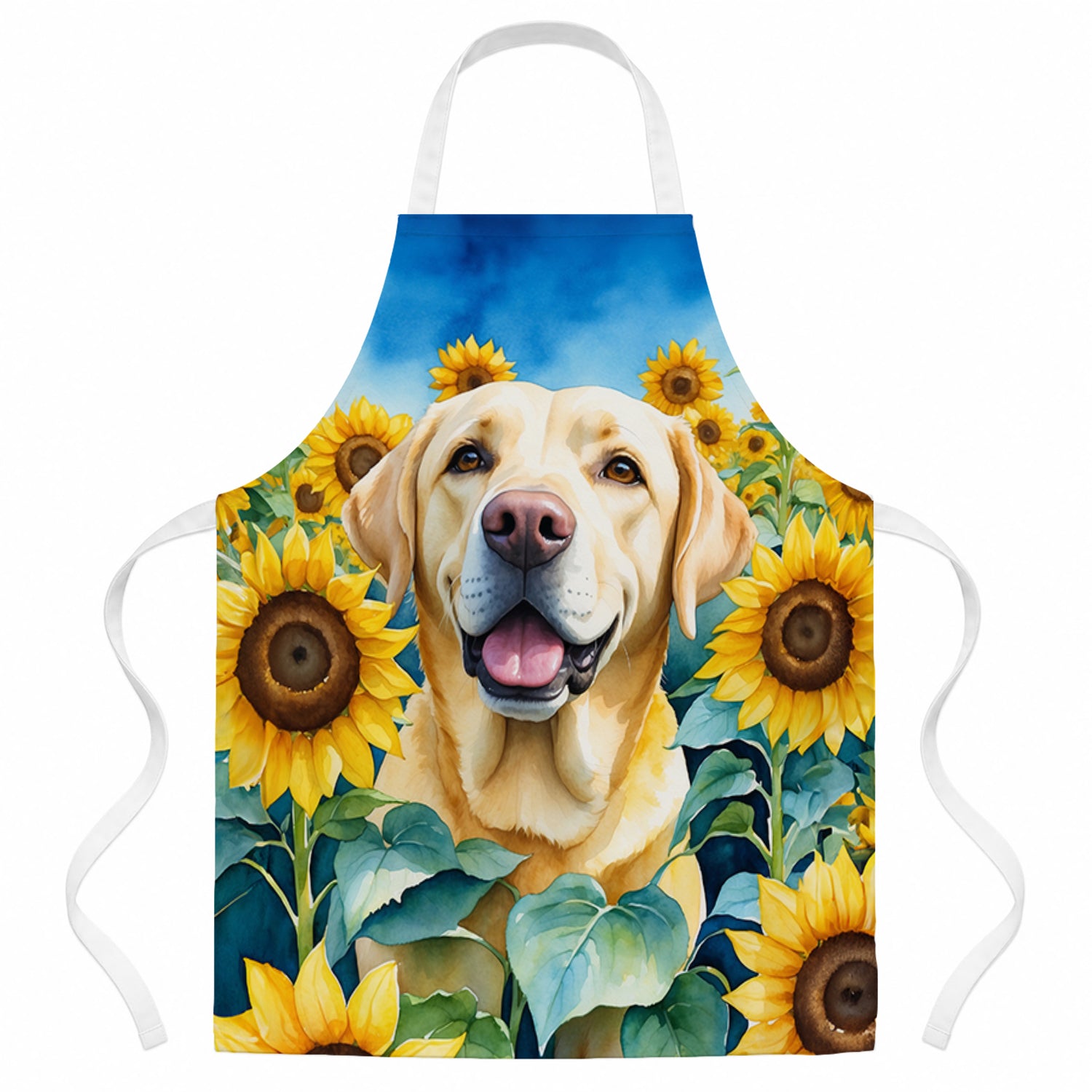Labrador Retriever in Sunflowers Apron Cooking Kitchen Server Baking Crafts Gardening for Adult Women Men, Unisex, Large, Multicolor