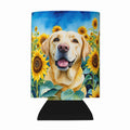Labrador Retriever in Sunflowers Can or Bottle Hugger Cooler Sleeve for Standard 12 oz Cans, Insulated Foam Beer & Soda Can Hugger Reusable