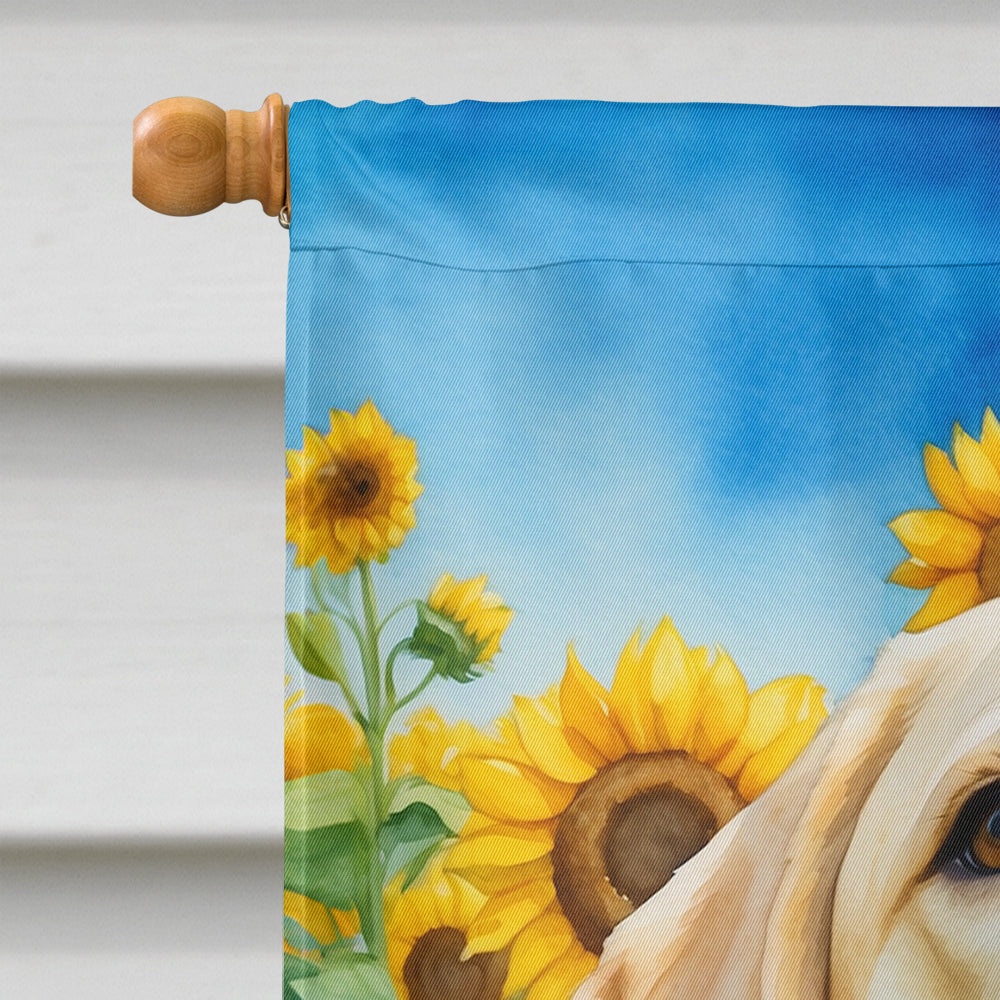 Labrador Retriever in Sunflowers House Flag 28x40 Porch Sleeve Pole Decorative Outside Yard Banner Artwork Wall Hanging, Polyester