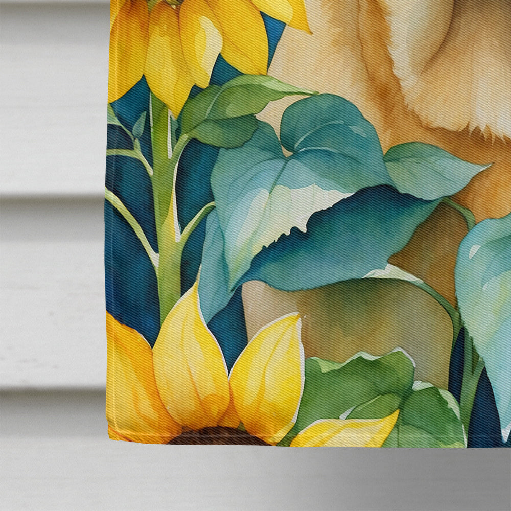 Labrador Retriever in Sunflowers House Flag 28x40 Porch Sleeve Pole Decorative Outside Yard Banner Artwork Wall Hanging, Polyester