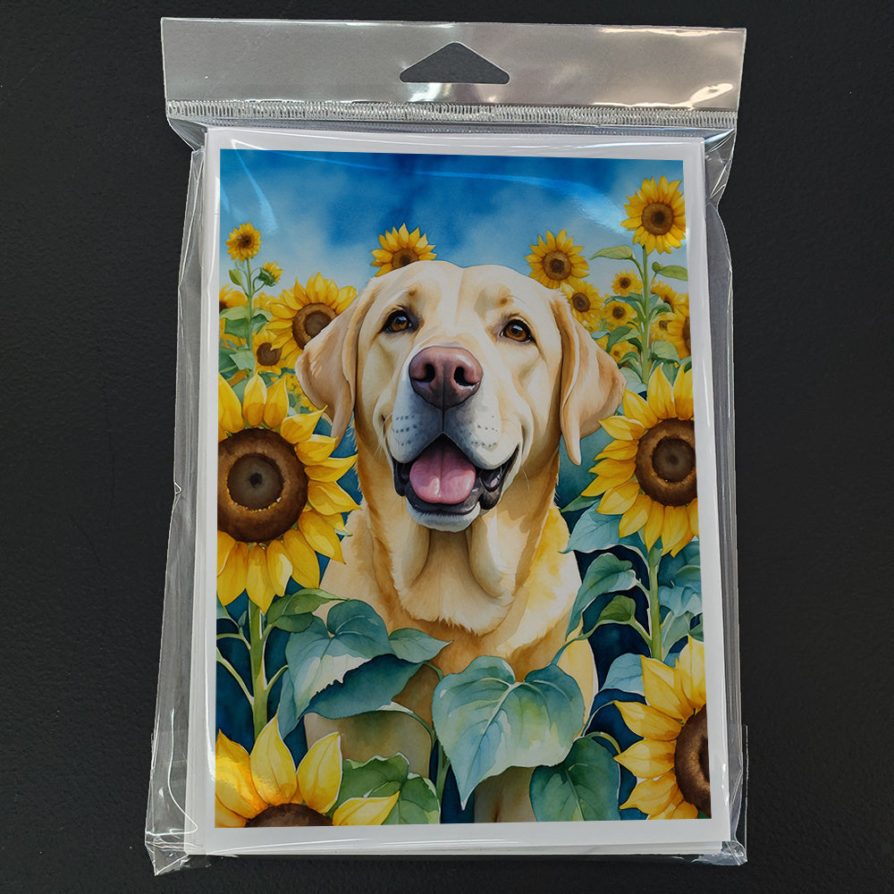 Labrador Retriever in Sunflowers Greeting Cards Pack of 8 Blank Cards with Envelopes Whimsical A7 Size 5x7