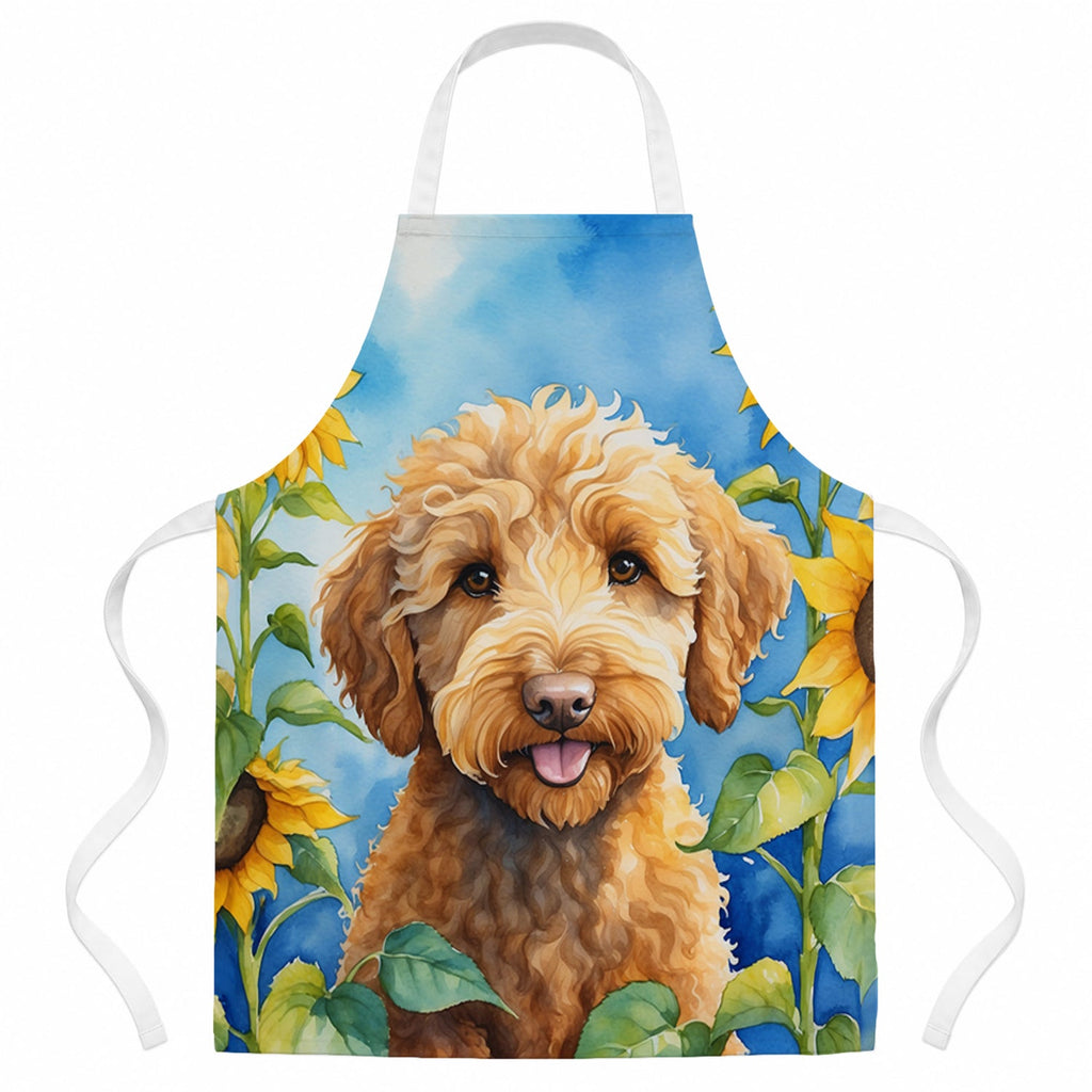 Labradoodle in Sunflowers Apron Cooking Kitchen Server Baking Crafts Gardening for Adult Women Men, Unisex, Large, Multicolor