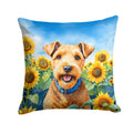 Lakeland Terrier in Sunflowers Decorative Throw Pillow 18x18 Indoor Outdoor Accent Cushion, Fabric Cover with Insert for Sofa, Bed, Porch & Living Room