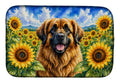 Leonberger in Sunflowers Dish Drying Mat Absorbent Dish Drying Mat Pad for Kitchen Counter Dish Drainer Mat for Countertop, 14 x 21", Multicolor