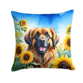 Leonberger in Sunflowers Decorative Throw Pillow 18x18 Indoor Outdoor Accent Cushion, Fabric Cover with Insert for Sofa, Bed, Porch & Living Room