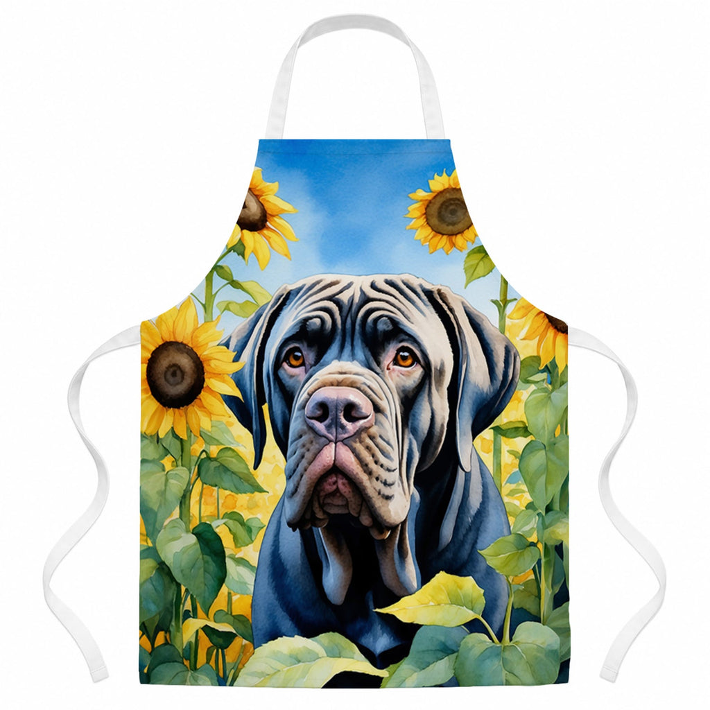 Neapolitan Mastiff in Sunflowers Apron Cooking Kitchen Server Baking Crafts Gardening for Adult Women Men, Unisex, Large, Multicolor