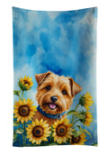 Norfolk Terrier in Sunflowers Kitchen Towel Velour Plush Front and Cotton Loop Back Machine Washable