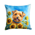 Norfolk Terrier in Sunflowers Decorative Throw Pillow 14x14 Indoor Outdoor Accent Cushion, Fabric Cover with Insert for Sofa, Bed, Porch & Living Room