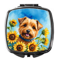 Norfolk Terrier in Sunflowers Compact Mirror Decorative Travel Makeup Mirror for Women Girls Gifts Pocket Makeup Mirror Folding Handheld