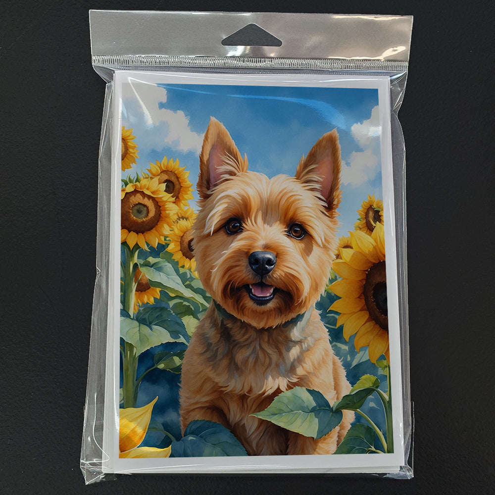 Norwich Terrier in Sunflowers Greeting Cards Pack of 8 Blank Cards with Envelopes Whimsical A7 Size 5x7