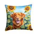 Nova Scotia Duck Toller in Sunflowers Decorative Throw Pillow 18x18 Indoor Outdoor Accent Cushion, Fabric Cover with Insert for Sofa, Bed, Porch & Living Room