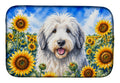 Old English Sheepdog in Sunflowers Dish Drying Mat Absorbent Dish Drying Mat Pad for Kitchen Counter Dish Drainer Mat for Countertop, 14 x 21", Multicolor