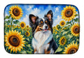 Papillon in Sunflowers Dish Drying Mat Absorbent Dish Drying Mat Pad for Kitchen Counter Dish Drainer Mat for Countertop, 14 x 21", Multicolor