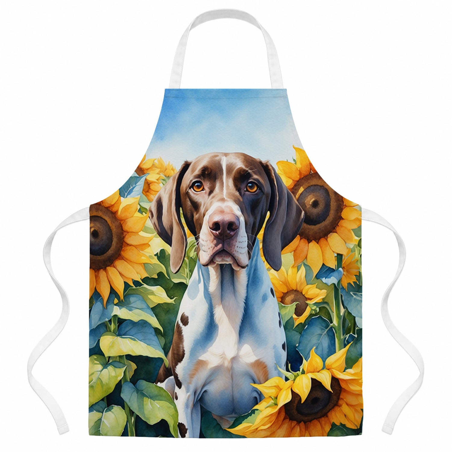 Pointer in Sunflowers Apron Cooking Kitchen Server Baking Crafts Gardening for Adult Women Men, Unisex, Large, Multicolor