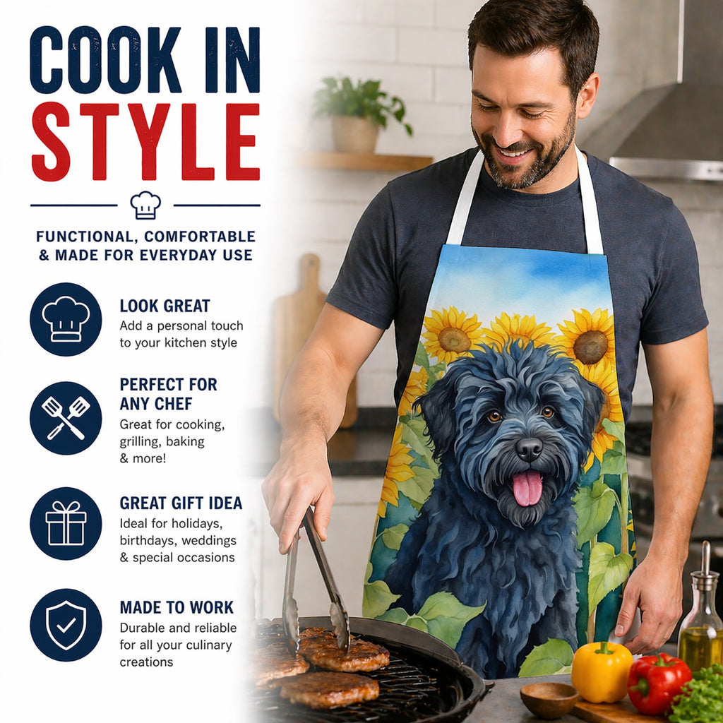 Puli in Sunflowers Apron Cooking Kitchen Server Baking Crafts Gardening for Adult Women Men, Unisex, Large, Multicolor