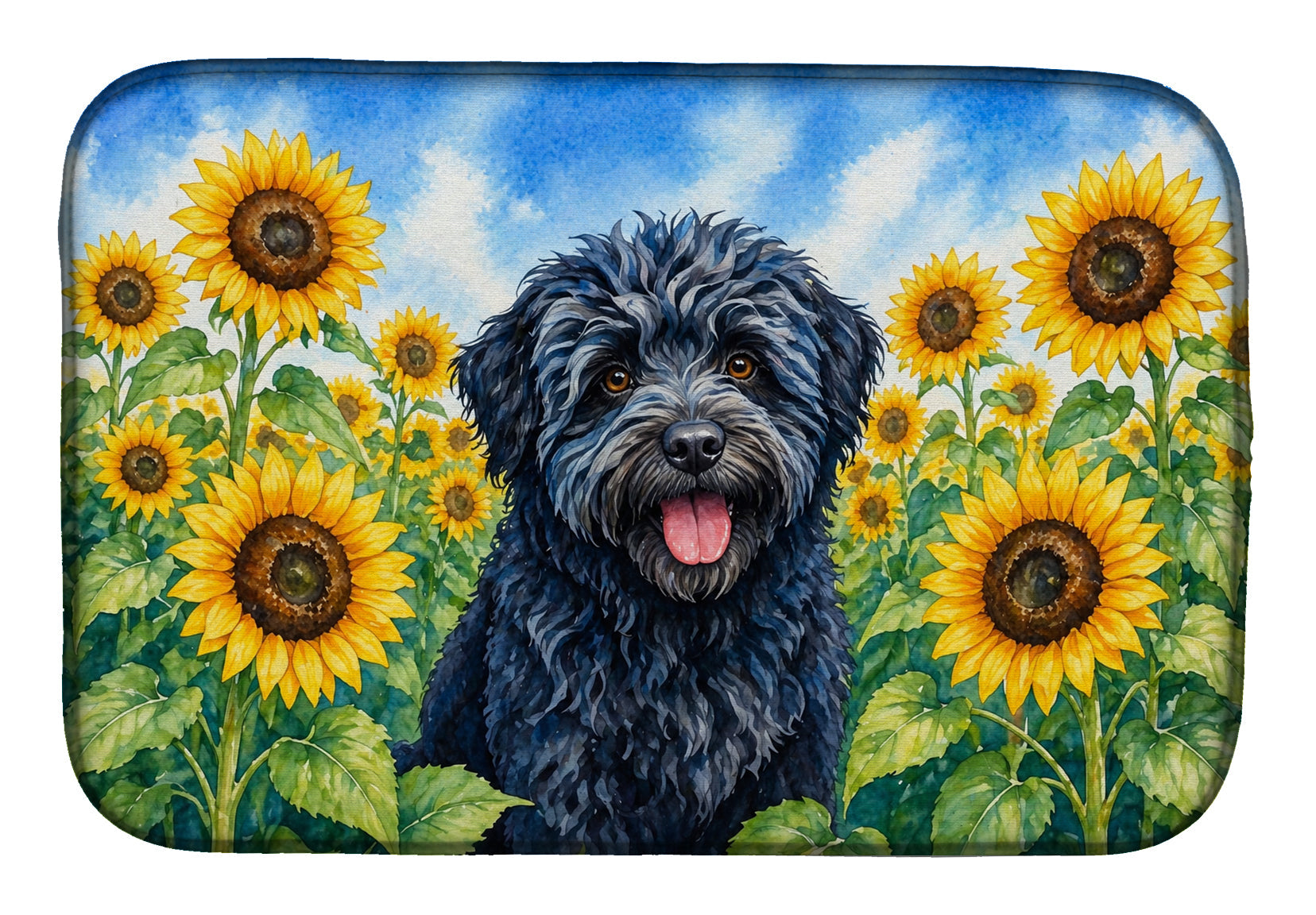 Puli in Sunflowers Dish Drying Mat Absorbent Dish Drying Mat Pad for Kitchen Counter Dish Drainer Mat for Countertop, 14 x 21", Multicolor