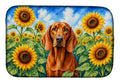 Redbone Coonhound in Sunflowers Dish Drying Mat Absorbent Dish Drying Mat Pad for Kitchen Counter Dish Drainer Mat for Countertop, 14 x 21", Multicolor