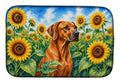 Rhodesian Ridgeback in Sunflowers Dish Drying Mat Absorbent Dish Drying Mat Pad for Kitchen Counter Dish Drainer Mat for Countertop, 14 x 21", Multicolor