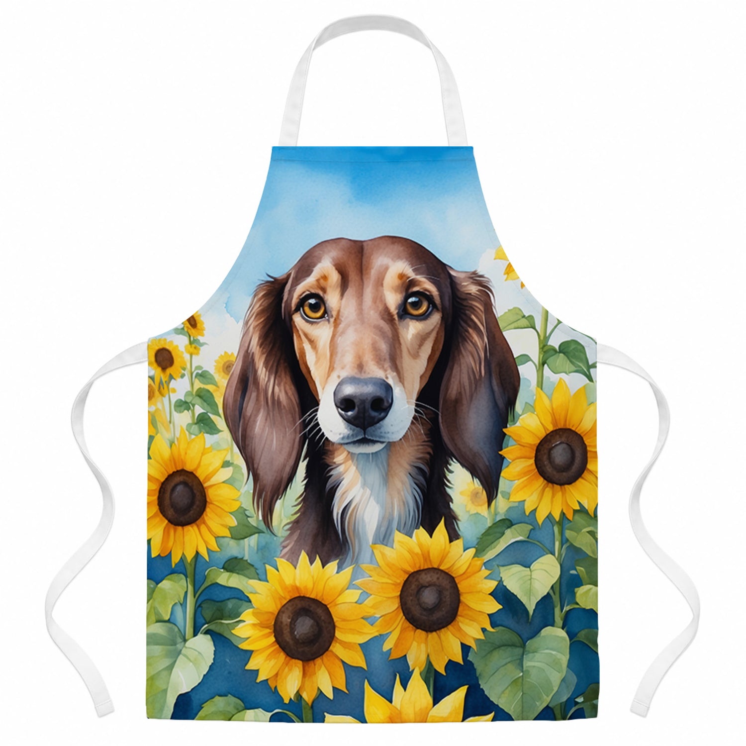 Saluki in Sunflowers Apron Cooking Kitchen Server Baking Crafts Gardening for Adult Women Men, Unisex, Large, Multicolor