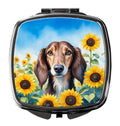 Saluki in Sunflowers Compact Mirror Decorative Travel Makeup Mirror for Women Girls Gifts Pocket Makeup Mirror Folding Handheld