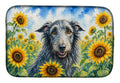 Scottish Deerhound in Sunflowers Dish Drying Mat Absorbent Dish Drying Mat Pad for Kitchen Counter Dish Drainer Mat for Countertop, 14 x 21", Multicolor