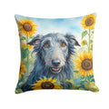 Scottish Deerhound in Sunflowers Decorative Throw Pillow 18x18 Indoor Outdoor Accent Cushion, Fabric Cover with Insert for Sofa, Bed, Porch & Living Room